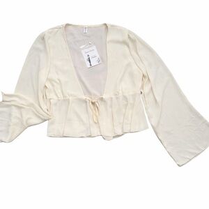 Cream Tie-Front Blouse